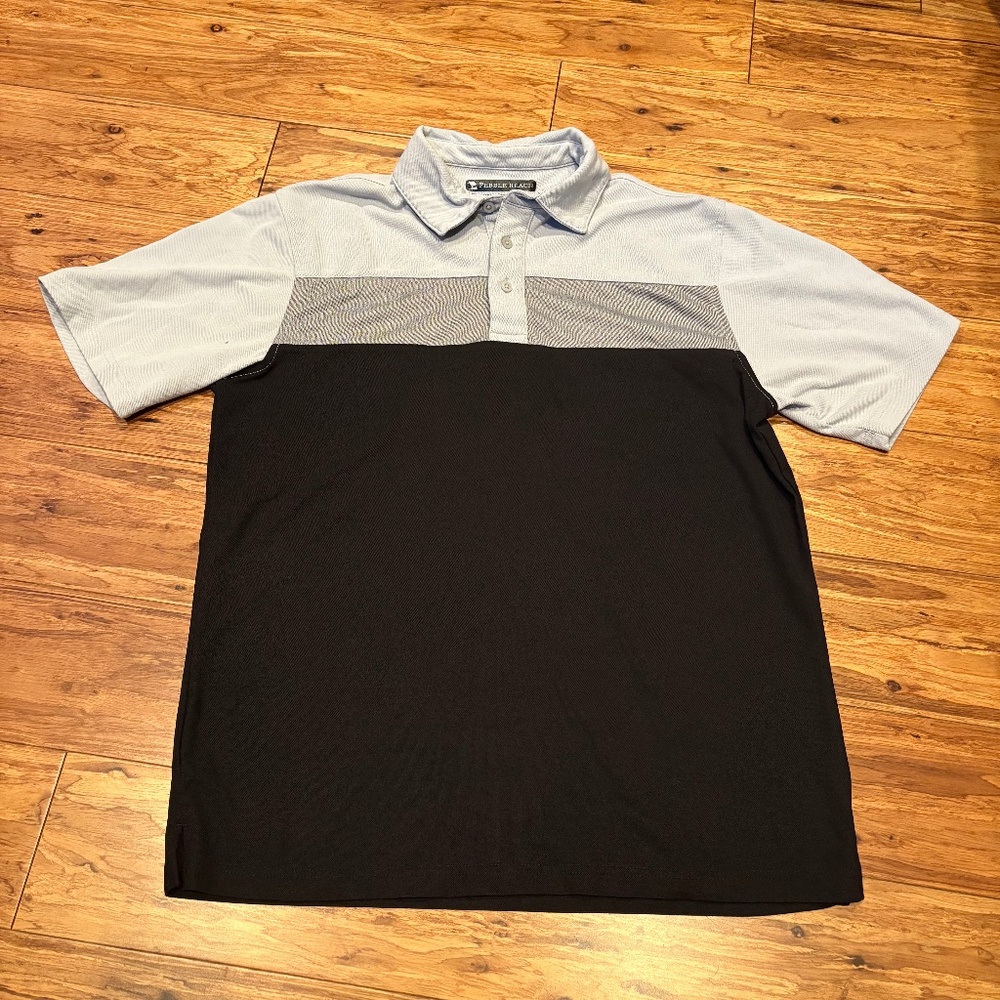 10/$15 pebble beach polo shirt men dry luxe performance fabric medium grey black